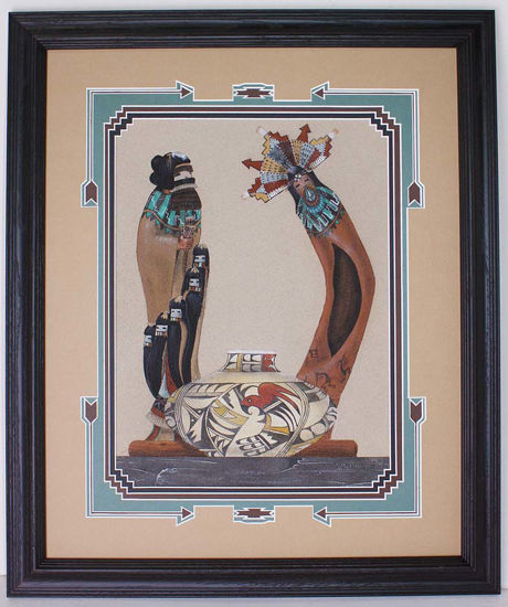 Picture of Navajo Sandpainting Kachinas and Pottery