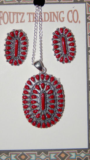 Coral Ear Ring and Pendant